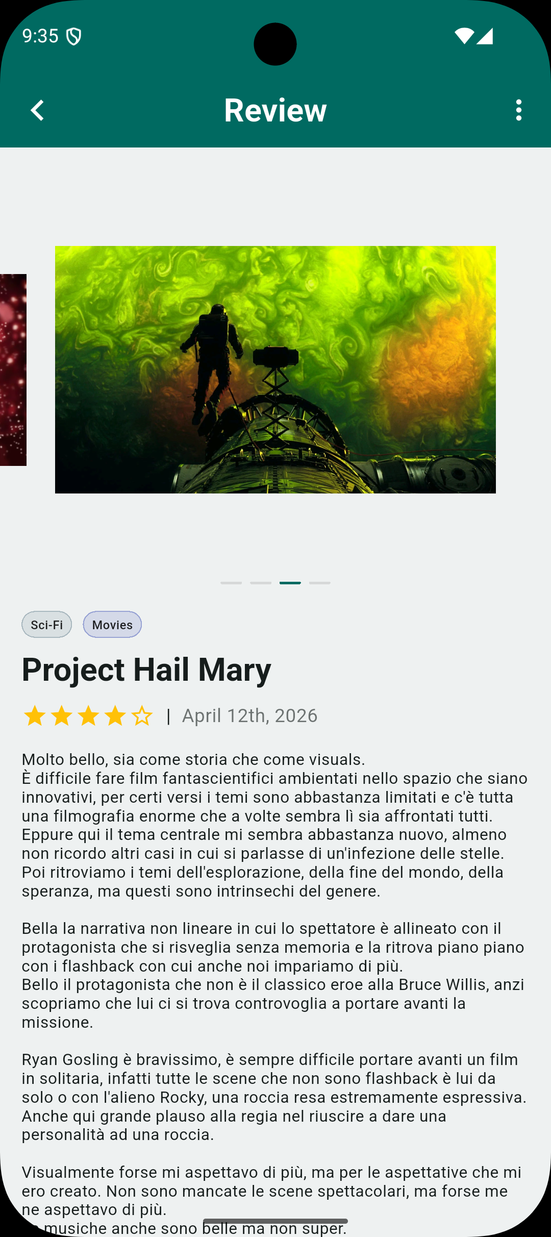 A review of Project Hail Mary in Mynt